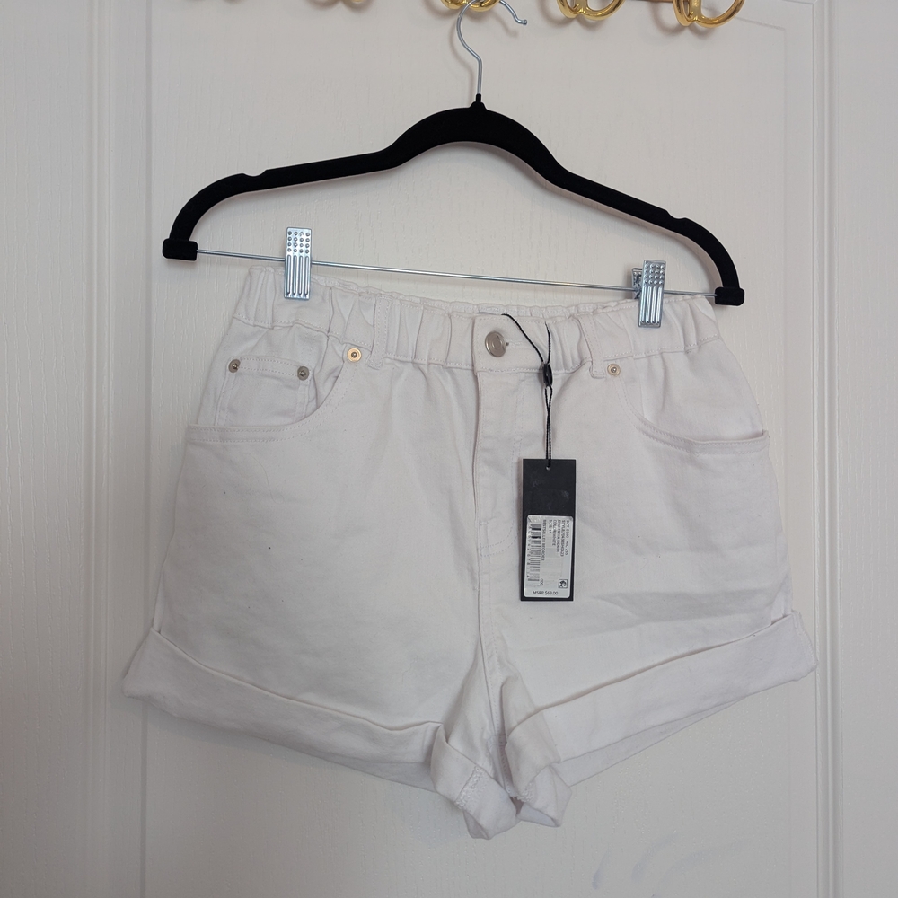 Women's High Waisted White Shorts